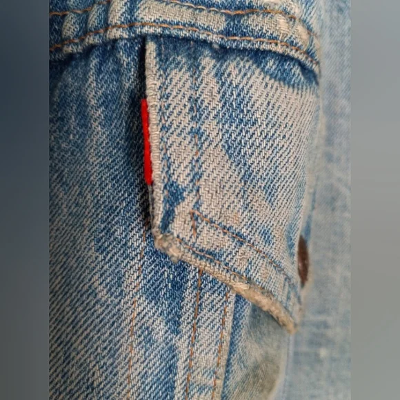 LEVI'S Vintage 1970's RAD Naturally Distressed Denim Sherpa-Lined Jacket Size 48 - Picture 12 of 15
